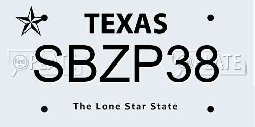 SBZP38 Texas License Plate