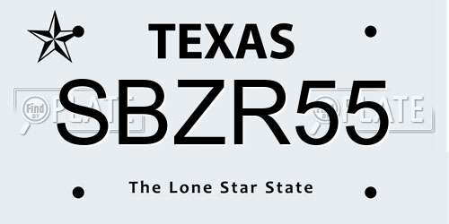 SBZR55 Texas License Plate