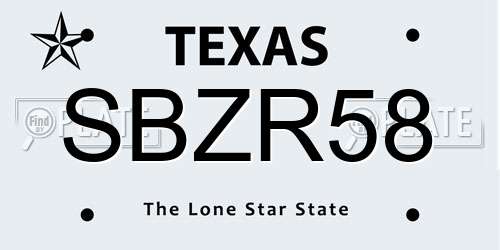 SBZR58 Texas License Plate