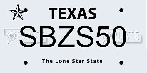 SBZS50 Texas License Plate