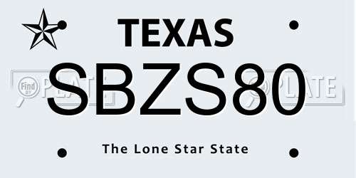 SBZS80 Texas License Plate