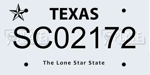 SC02172 Texas License Plate