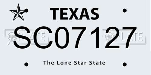 SC07127 Texas License Plate