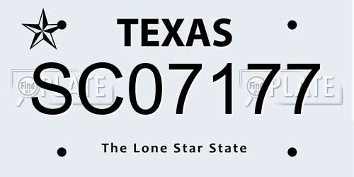 SC07177 Texas License Plate