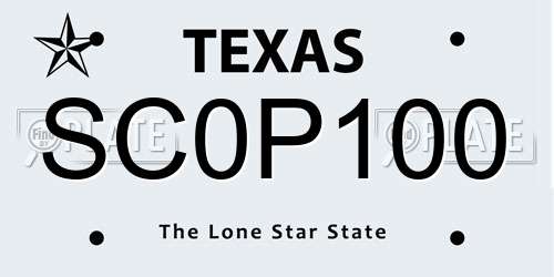 SC0P100 Texas License Plate