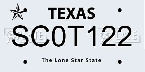 SC0T122 Texas License Plate