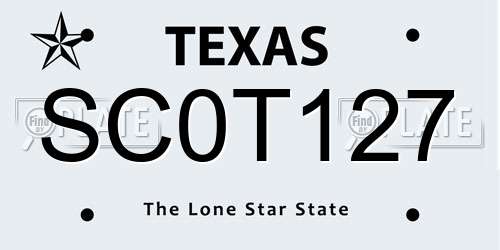 SC0T127 Texas License Plate