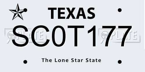 SC0T177 Texas License Plate