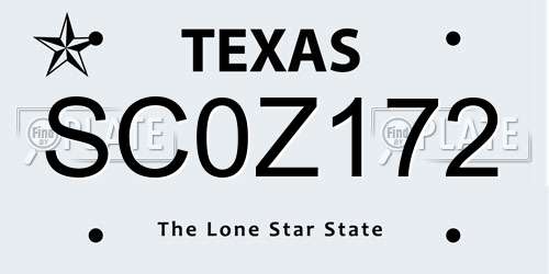 SC0Z172 Texas License Plate