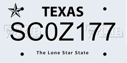 SC0Z177 Texas License Plate