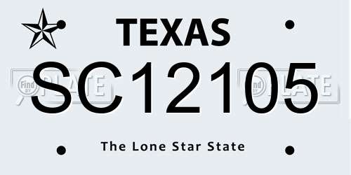 SC12105 Texas License Plate