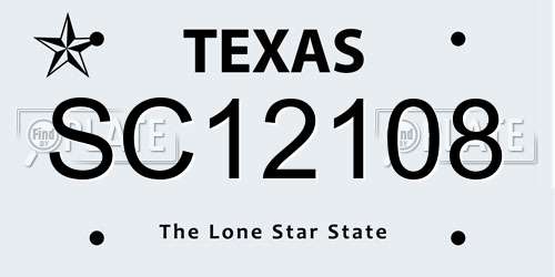 SC12108 Texas License Plate