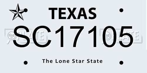 SC17105 Texas License Plate