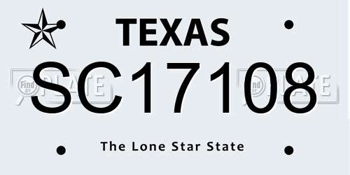 SC17108 Texas License Plate