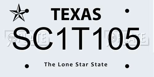 SC1T105 Texas License Plate