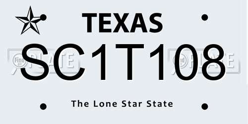 SC1T108 Texas License Plate