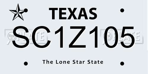SC1Z105 Texas License Plate
