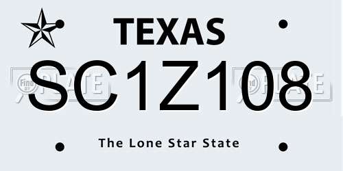 SC1Z108 Texas License Plate