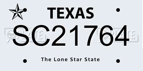 SC21764 Texas License Plate