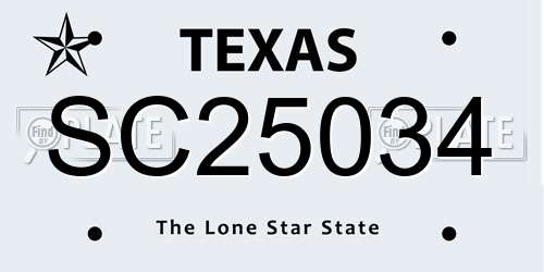 SC25034 Texas License Plate
