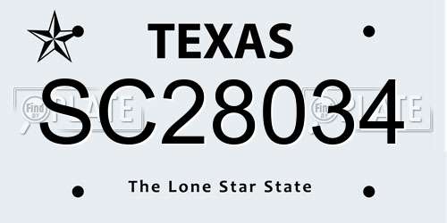 SC28034 Texas License Plate
