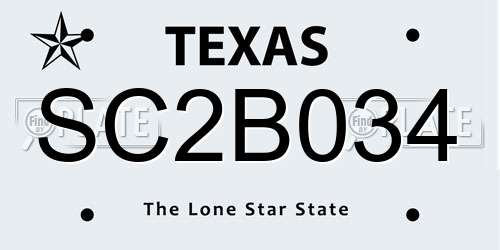 SC2B034 Texas License Plate