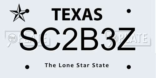SC2B3Z Texas License Plate