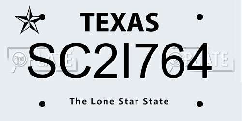 SC2I764 Texas License Plate
