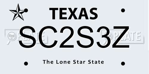 SC2S3Z Texas License Plate