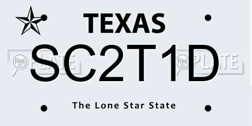 SC2T1D Texas License Plate