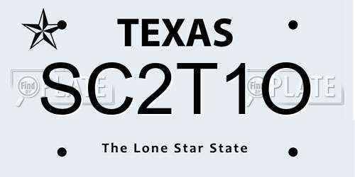 SC2T1O Texas License Plate