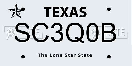 SC3Q0B Texas License Plate
