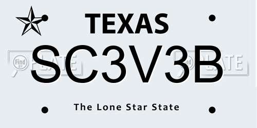 SC3V3B Texas License Plate