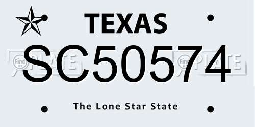 SC50574 Texas License Plate
