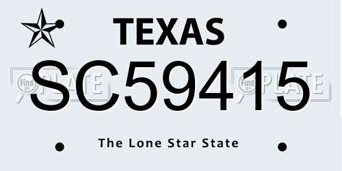 SC59415 Texas License Plate