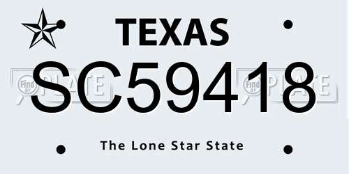 SC59418 Texas License Plate