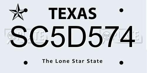 SC5D574 Texas License Plate