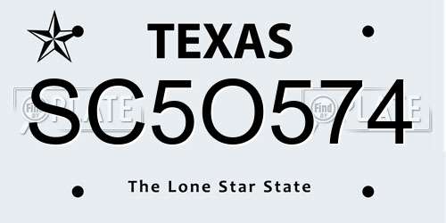 SC5O574 Texas License Plate