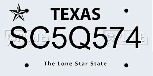 SC5Q574 Texas License Plate