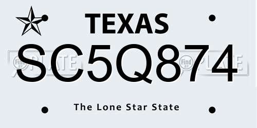 SC5Q874 Texas License Plate