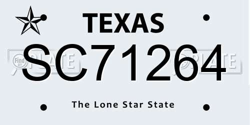 SC71264 Texas License Plate