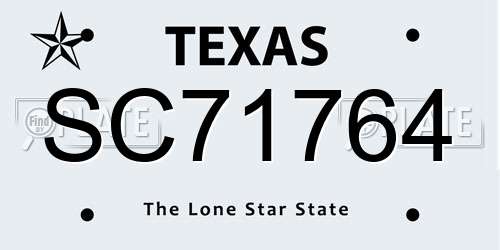 SC71764 Texas License Plate