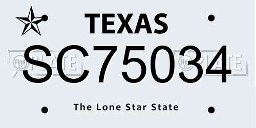 SC75034 Texas License Plate