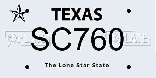 SC760 Texas License Plate