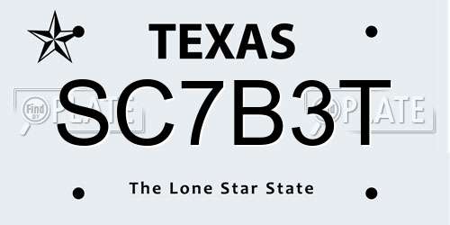 SC7B3T Texas License Plate