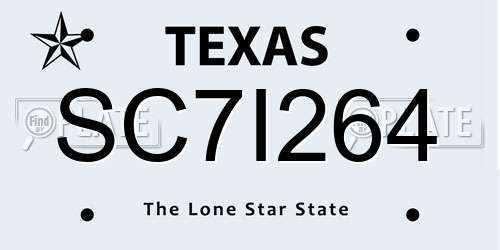 SC7I264 Texas License Plate