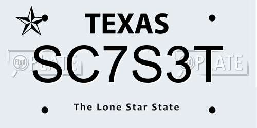 SC7S3T Texas License Plate