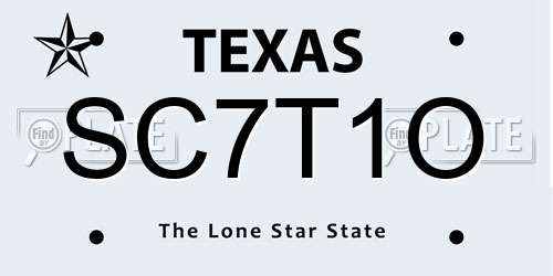SC7T1O Texas License Plate