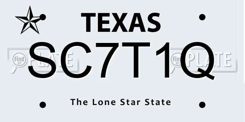 SC7T1Q Texas License Plate