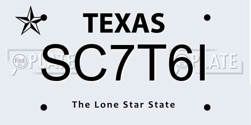 SC7T6I Texas License Plate
